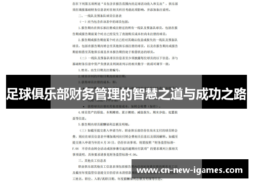 足球俱乐部财务管理的智慧之道与成功之路 足球俱乐部财务管理的智慧之道与成功之路